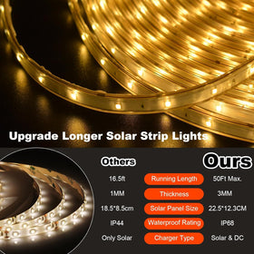echosari 50ft solar strip lights for camping setup at night