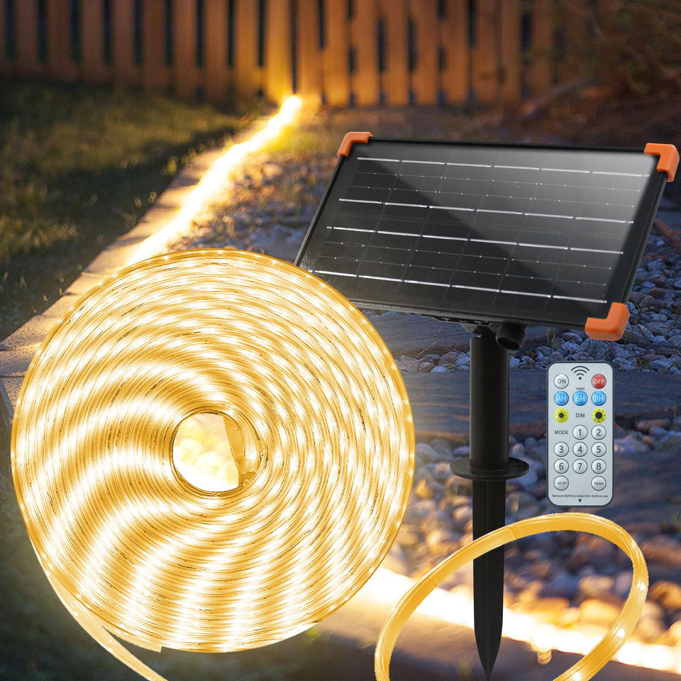 echosari 50ft solar strip lights on a deck for inviting outdoor ambiance