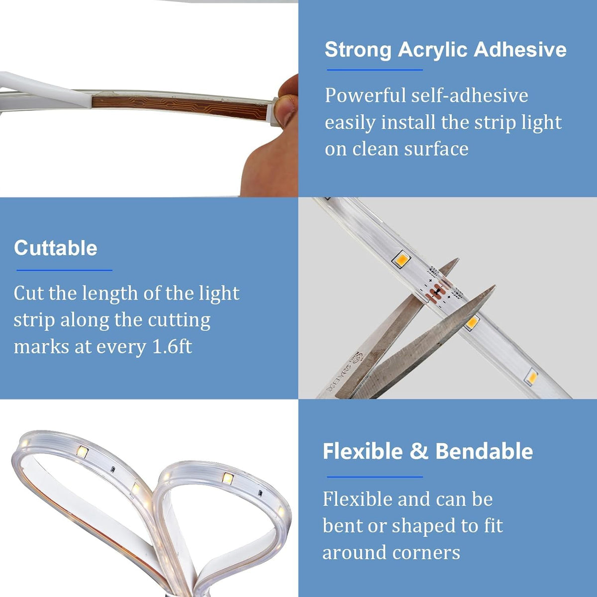 echosari 50ft solar strip lights strong acrylic adhesive back in action