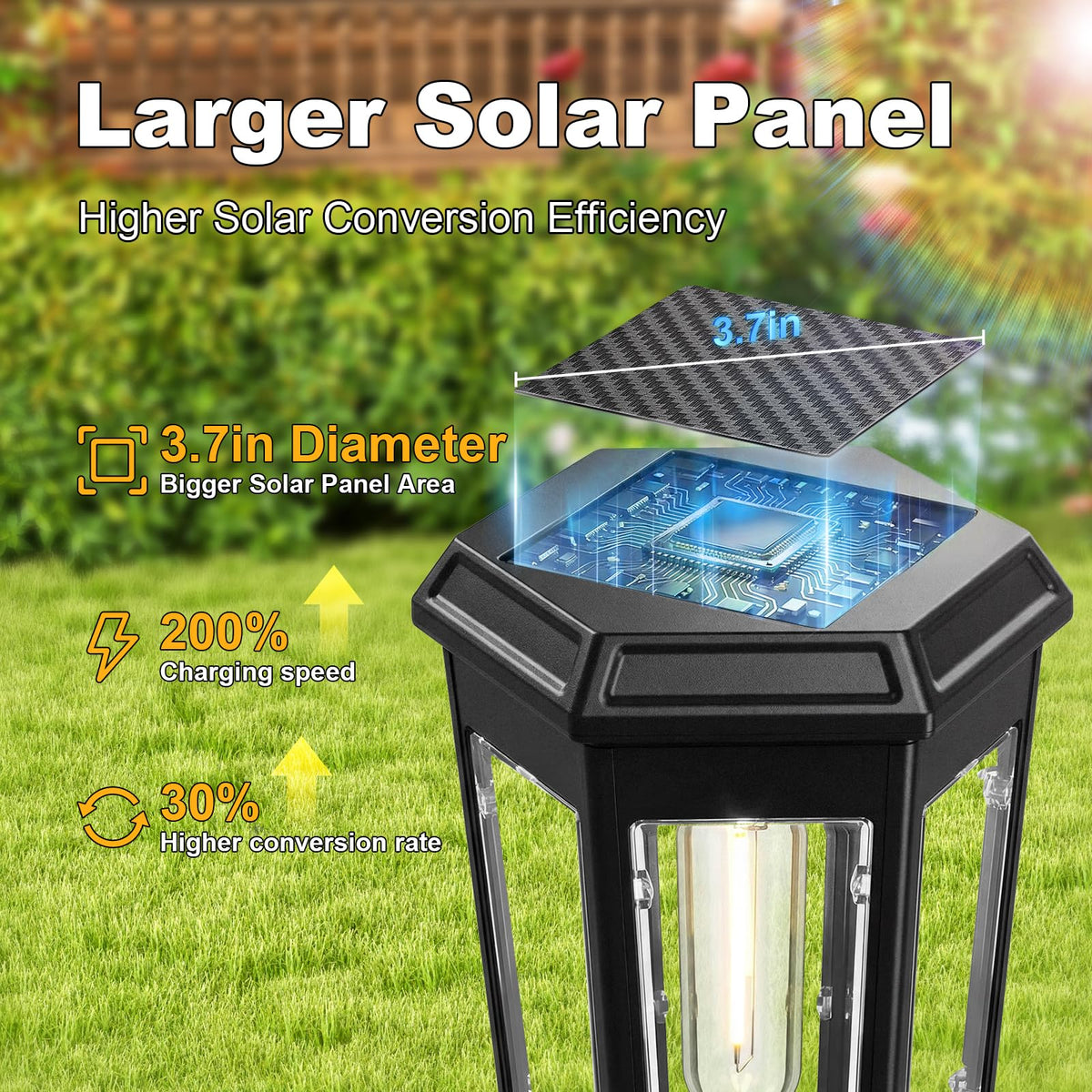 echosari 8-pack solar pathway lights battery life extended for long nightly illumination