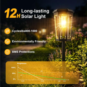 echosari 8-pack solar pathway lights waterproof ip65 withstands rain and snow year-round