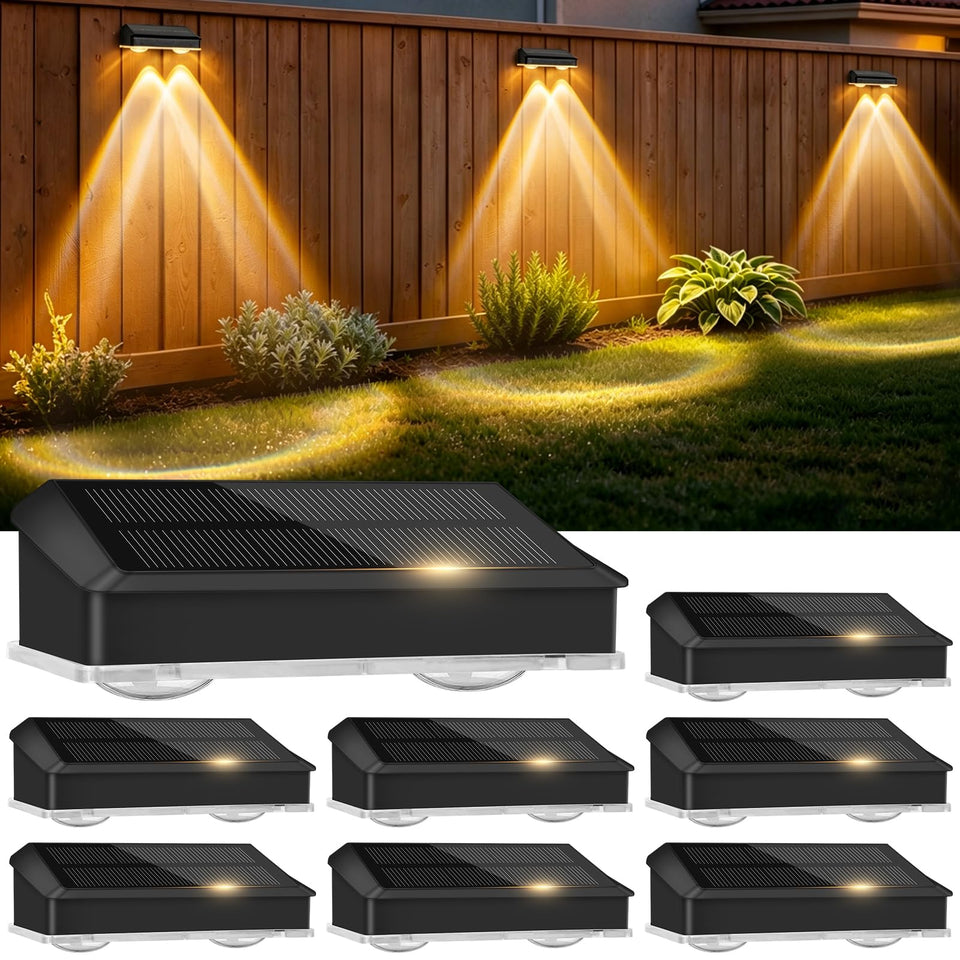 echosari solar fence light 8-pack brightens pathways with warm glow
