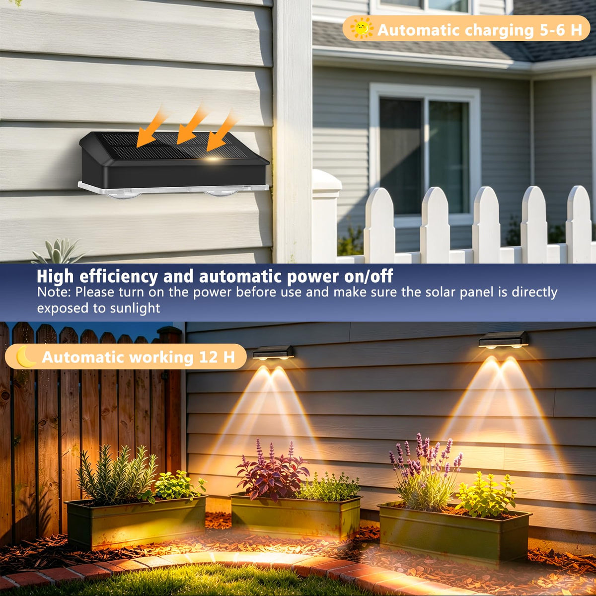 echosari fence light dusk activation lights steps automatically