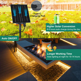 echosari solar strip lights along garden path guide guests with gentle brightness.