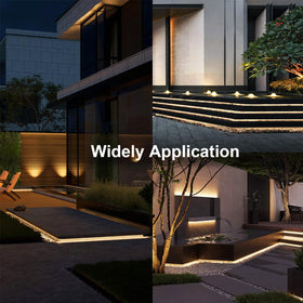 echosari solar strip lights on patio corner create cozy ambiance for gatherings.