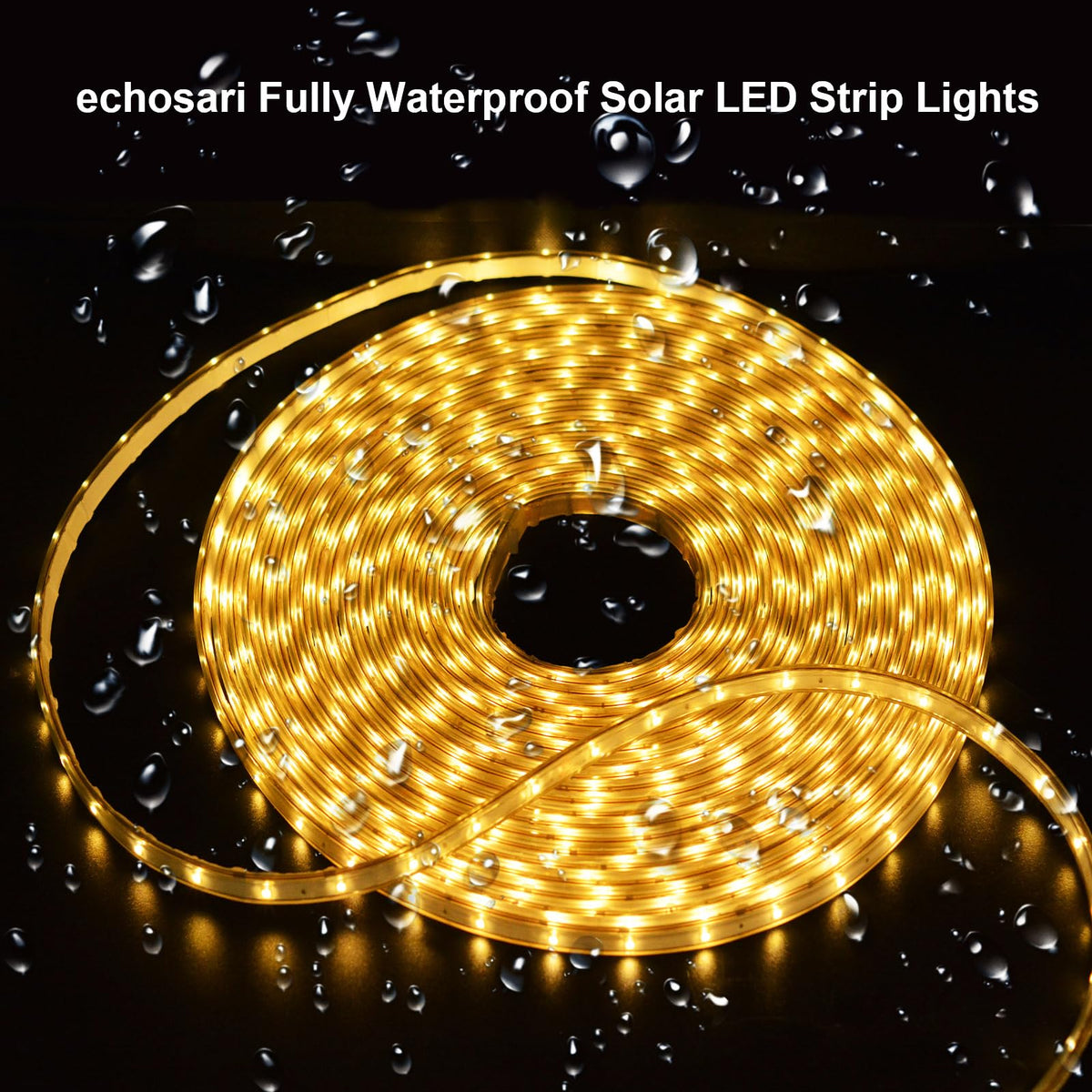 echosari solar strip lights at pool edge provide safe, atmospheric nighttime illumination.