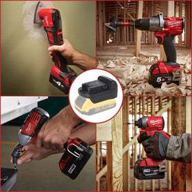 Echoyee DW18ML adapter installed in a tool demonstrates seamless operation between brands.