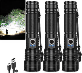 ECLINCO rechargeable flashlight with powerful beam for outdoor camping and emergencies