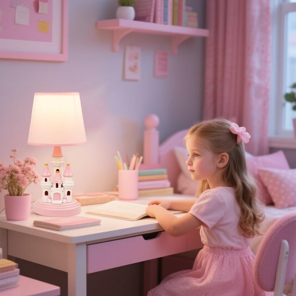 Ecliptix Kids Table Lamp bedside scene in a princess-themed room