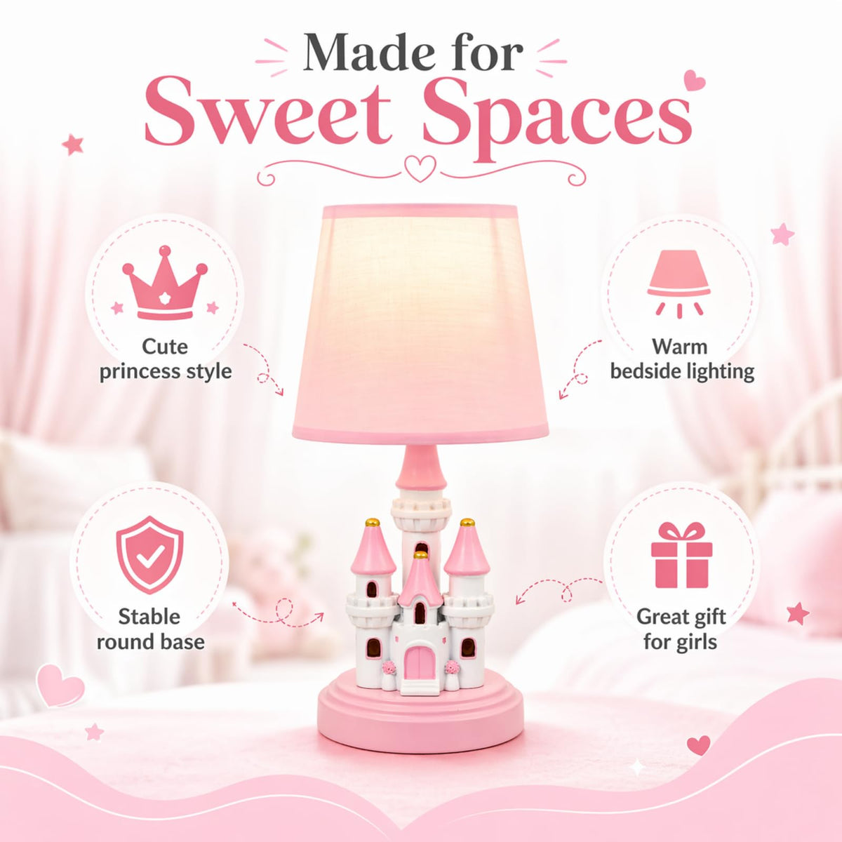Ecliptix Kids Table Lamp includes LED bulb for bright energy-efficient lighting
