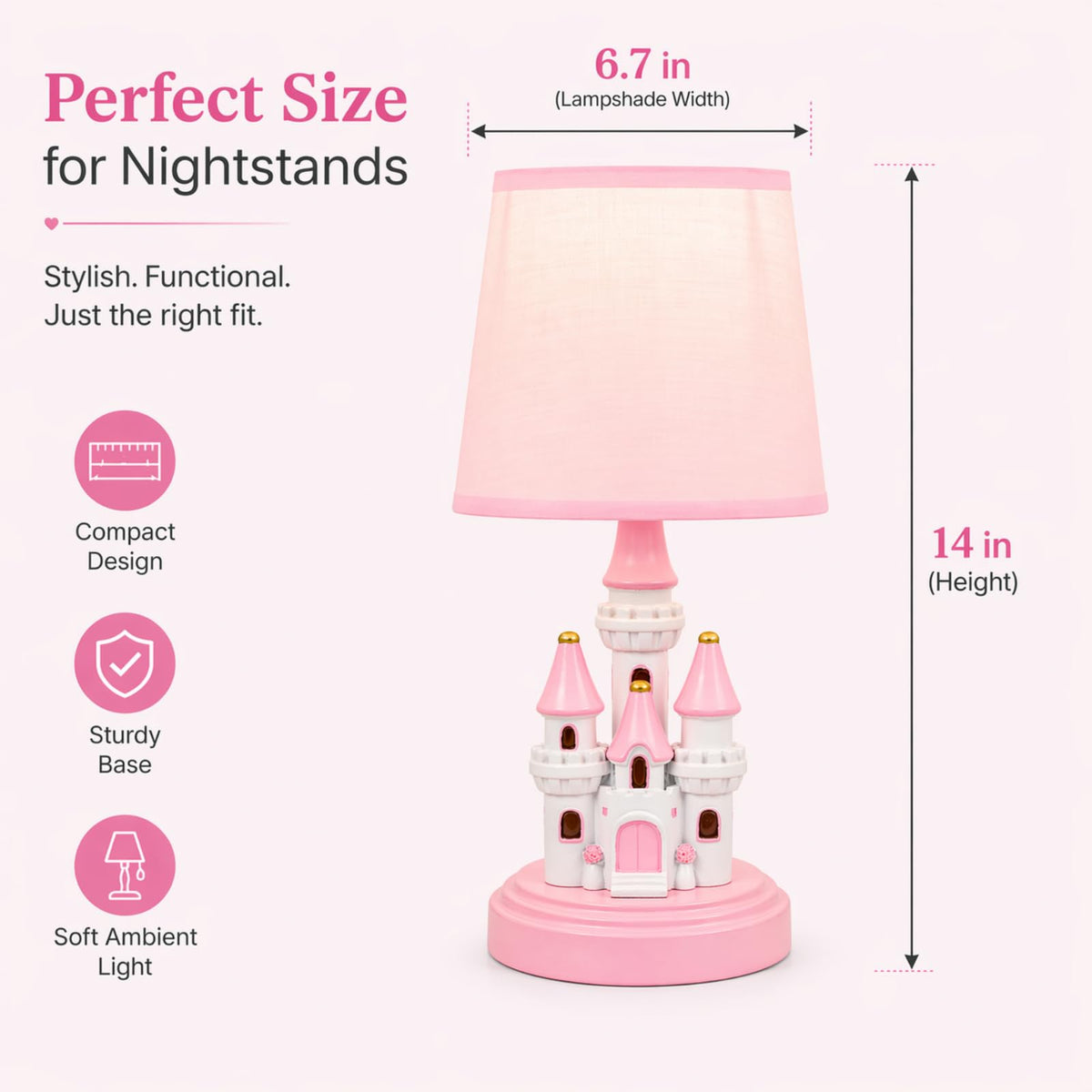 Ecliptix Kids Table Lamp princess-room decor enhances fairy-tale ambiance