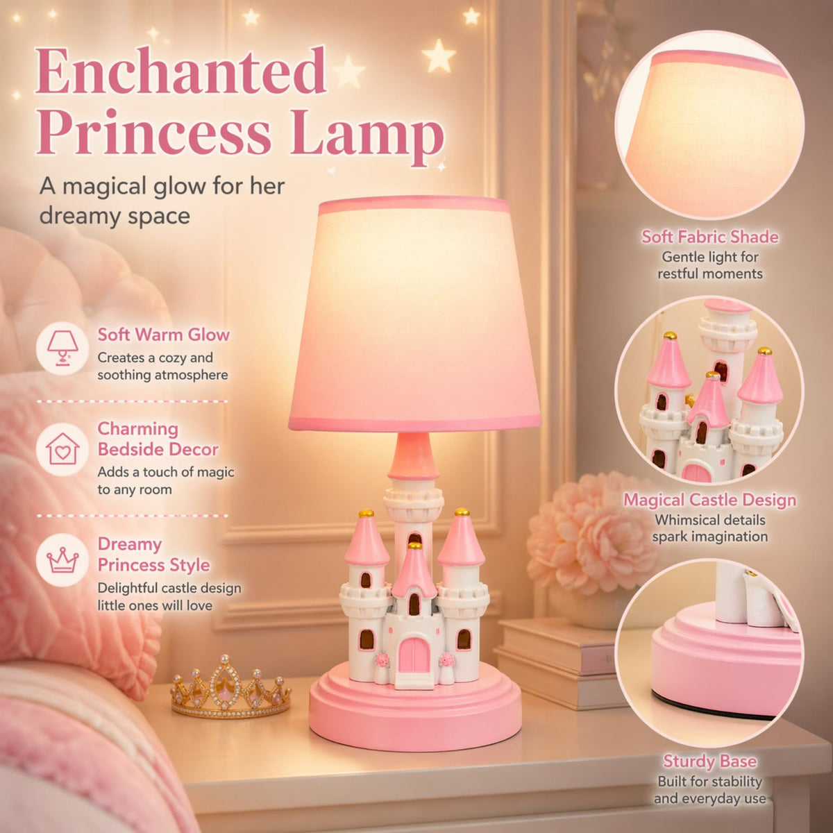 Ecliptix Kids Table Lamp emits a soft glow for night-time calm