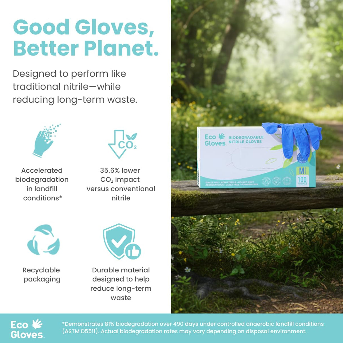 Eco Gloves latex-free — suitable for sensitive skin and extended wear.