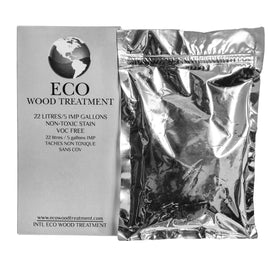 Eco Wood Treatment package displaying silvery patina aging of wood.