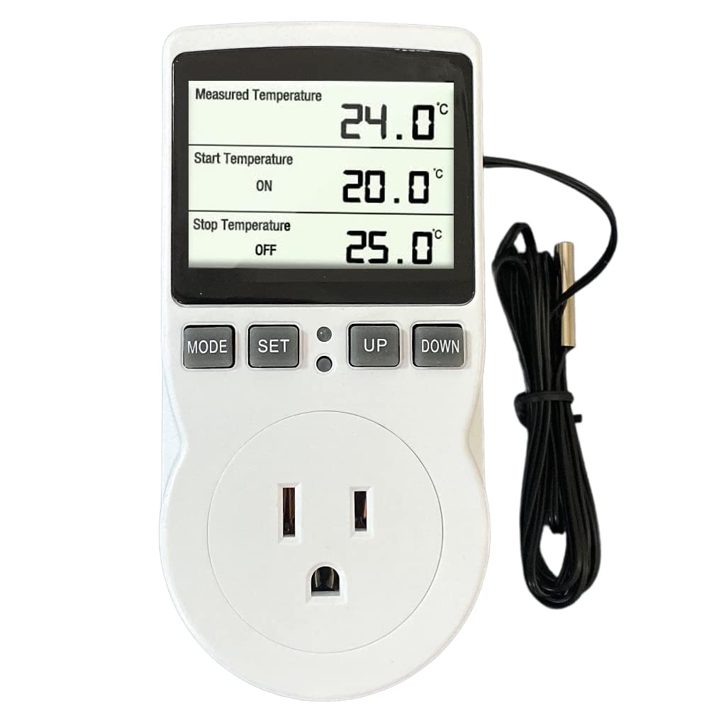 ecoartheating plug-in thermostat with extended sensor probe for precise space heating control