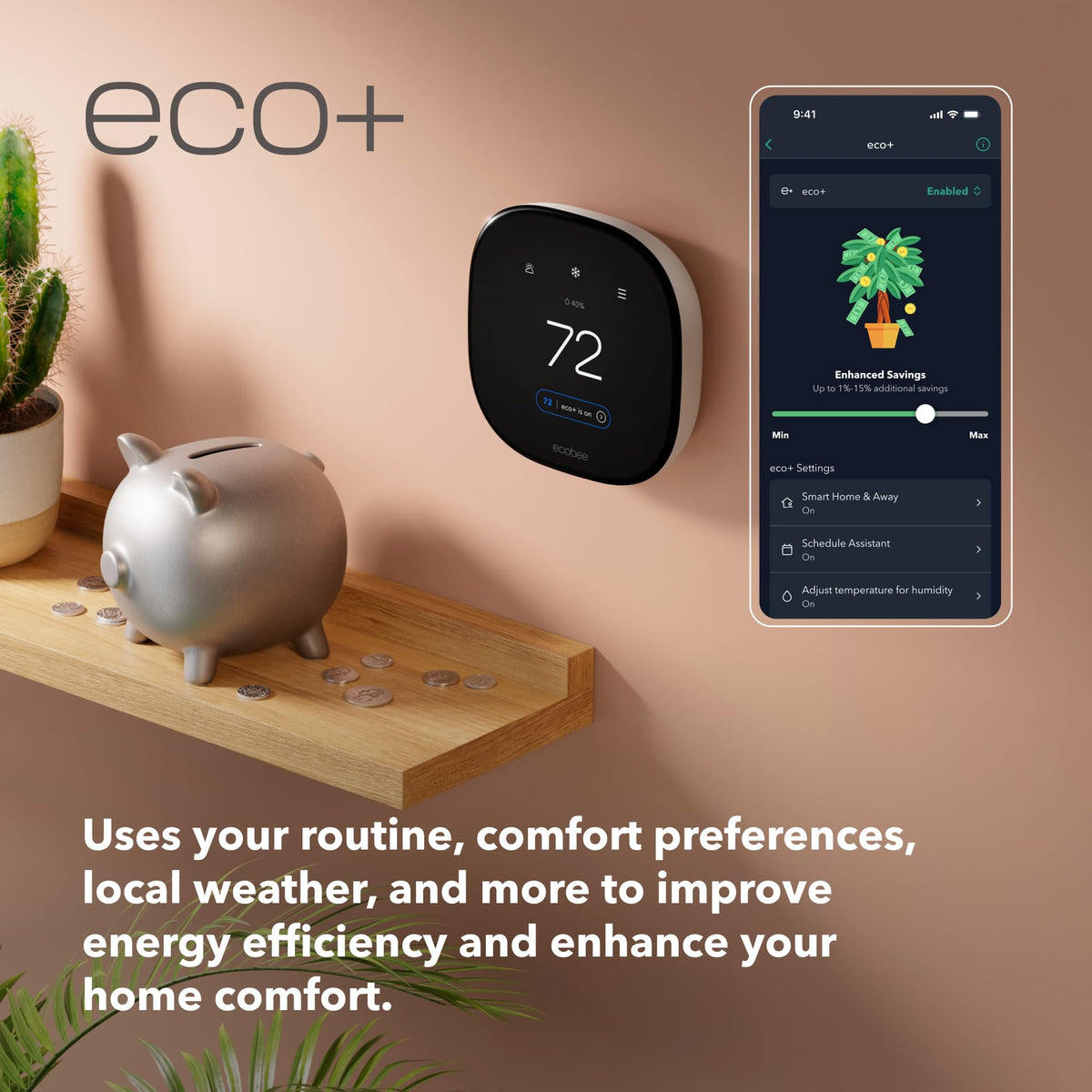 ecobee compatibility logos show Siri, Alexa, and Google Assistant support