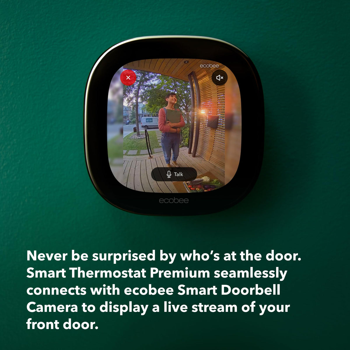 ecobee Smart Doorbell Live View enables real-time door monitoring.