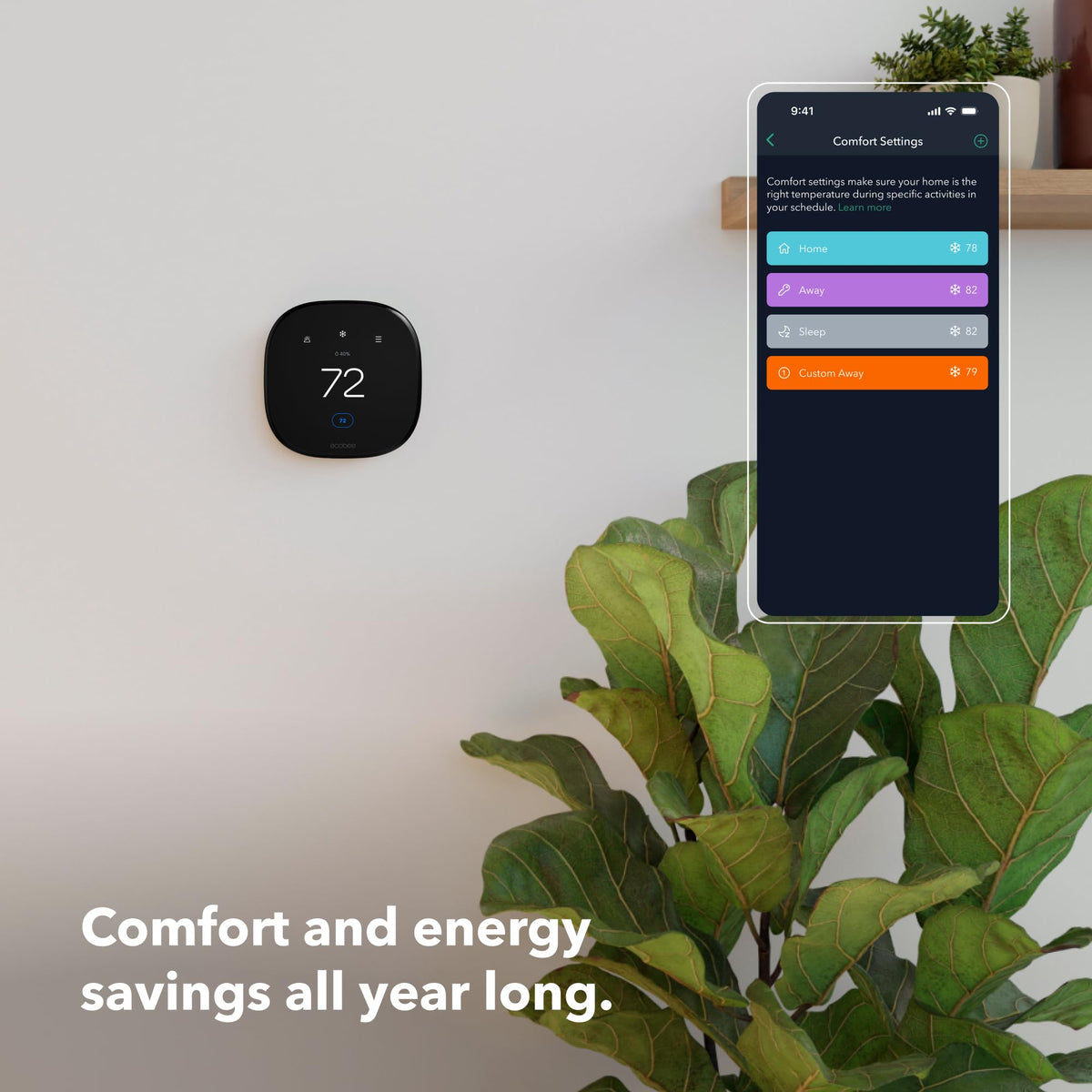 ecobee Smart Thermostat Enhanced app control on smartphone enables remote adjustments