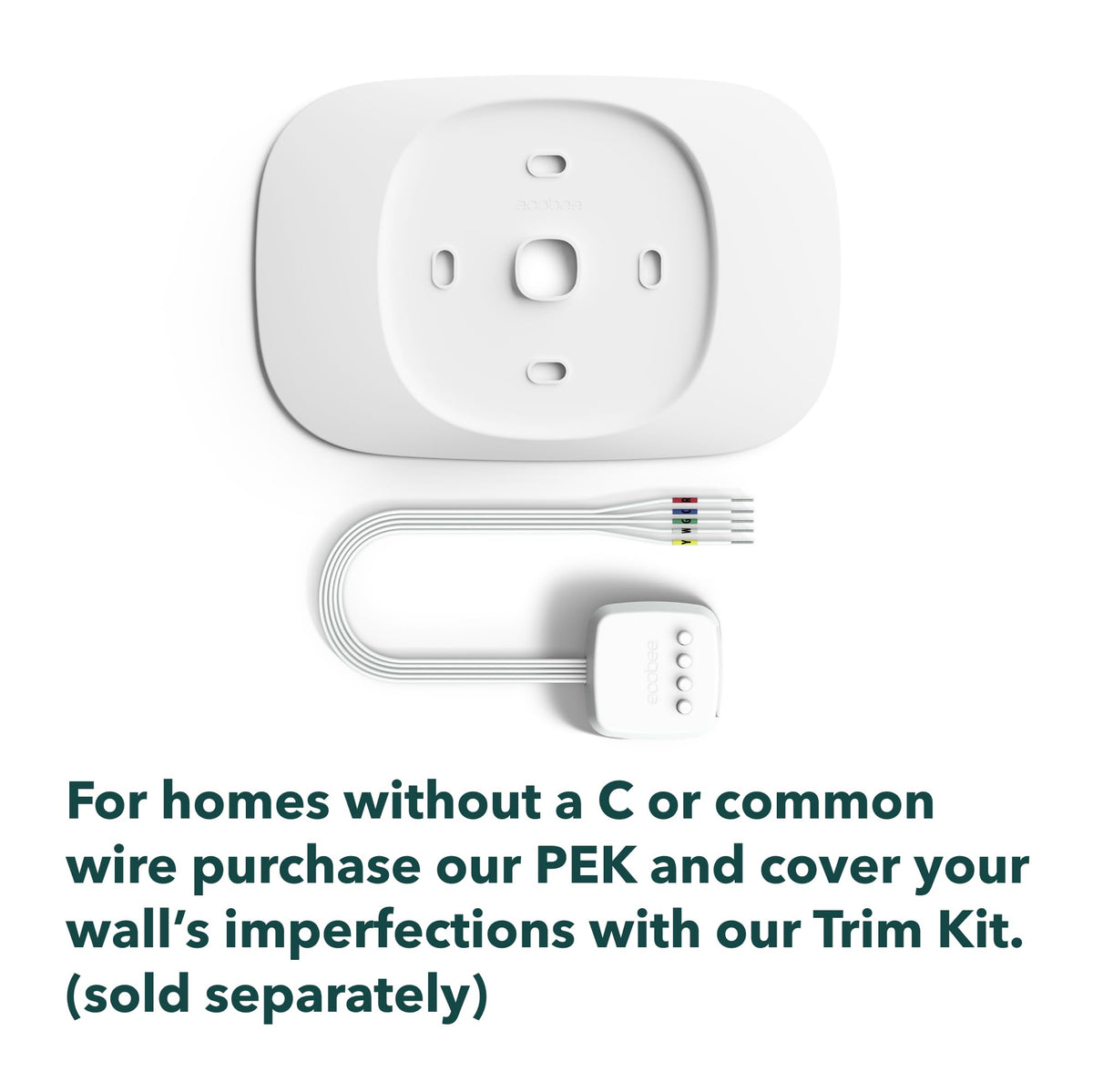 ecobee Smart Thermostat Essential PEK kit illustrating power-extender installation.