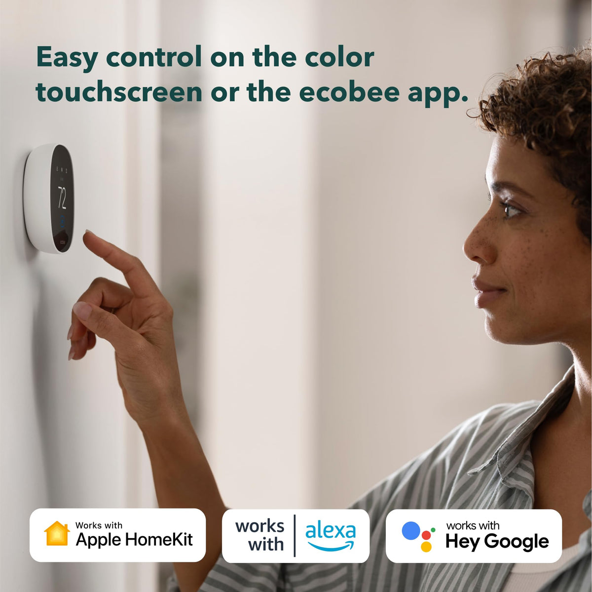 ecobee Smart Thermostat Essential wall-mount showing modern, DIY-friendly installation.