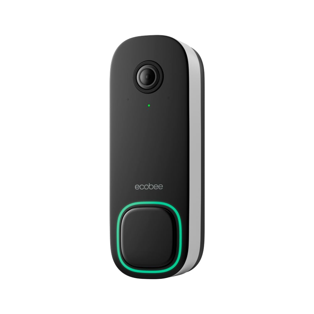 Ecobee Smart Video Doorbell Camera wired front view shows broad doorstep coverage for visitors