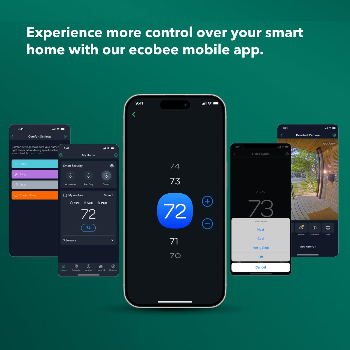 ecobee thermostat with built-in voice control via Siri or Alexa.