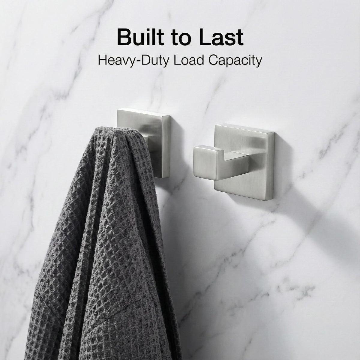 ECOClasp modern square design in brushed nickel complements fixtures