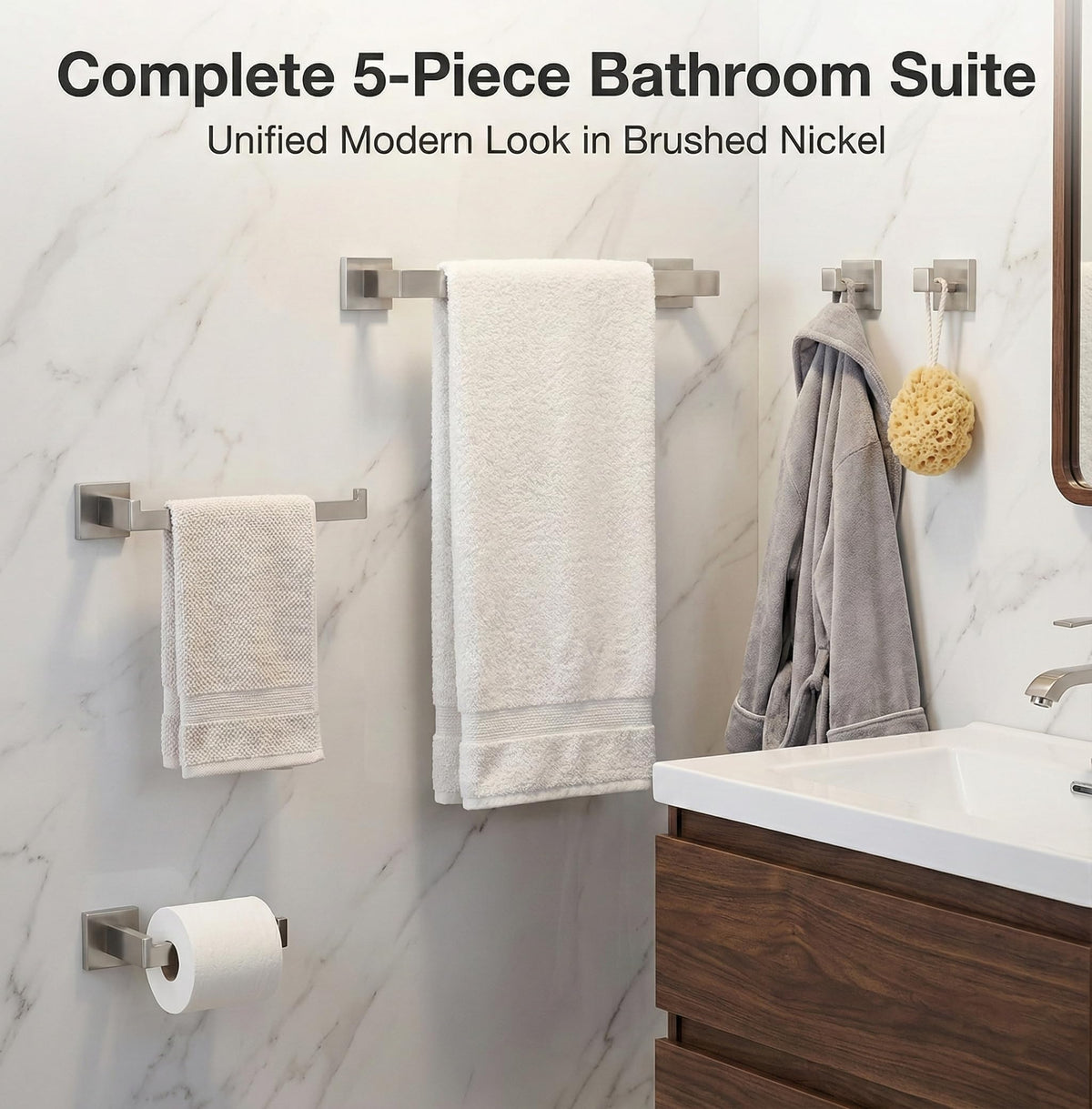 ECOClasp brushed nickel toilet paper holder for convenient bathroom use