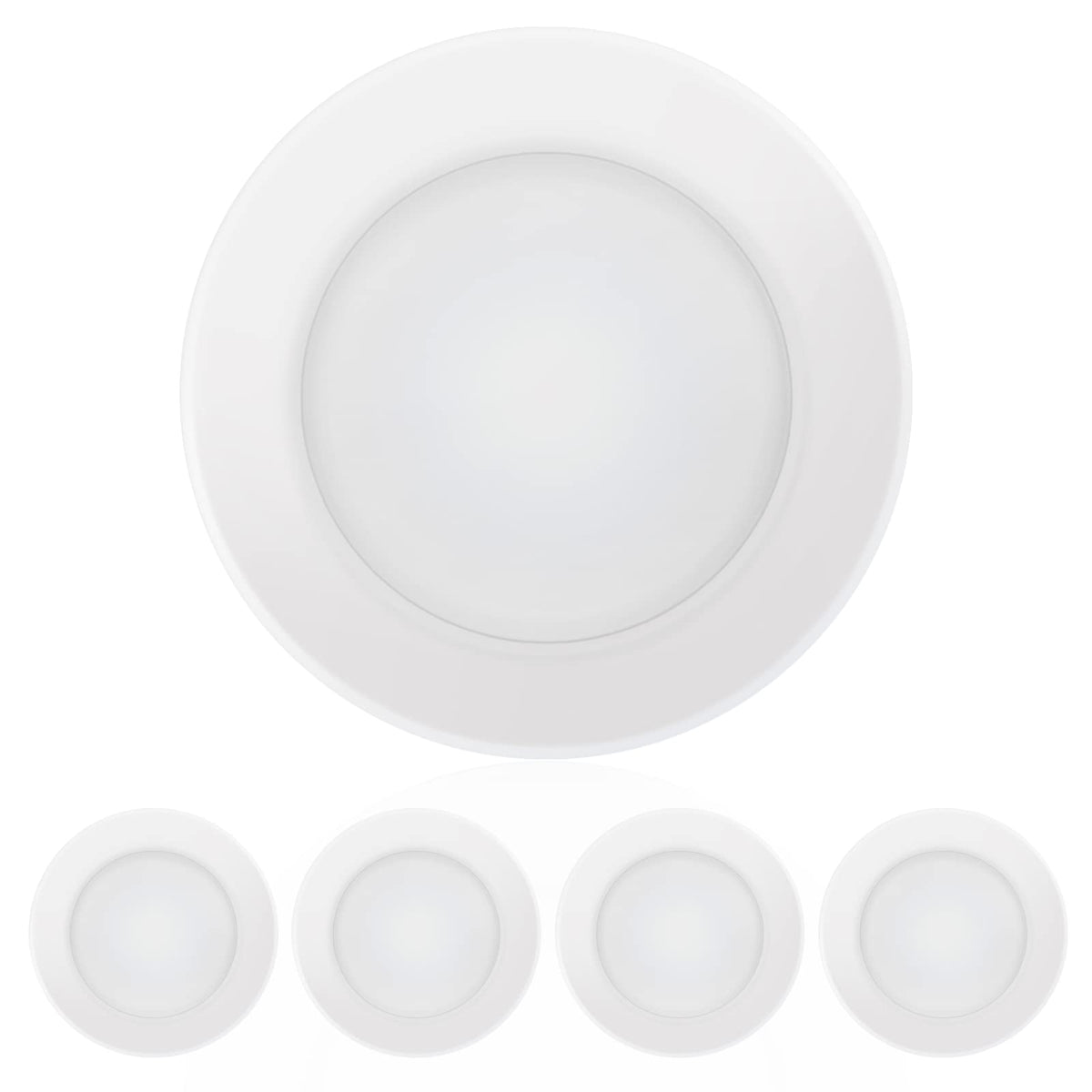 Ecoeler 4-Inch LED Disk Light front view delivers compact, bright illumination for living spaces.
