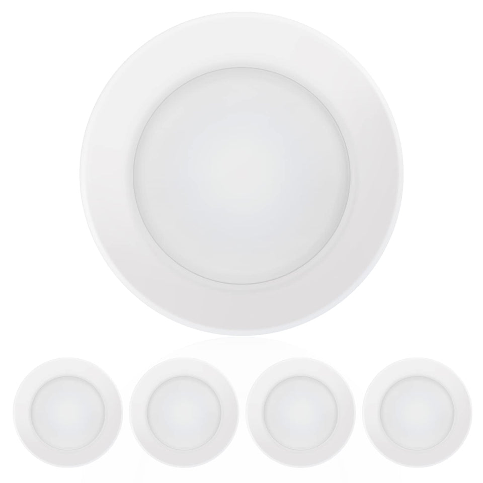 Ecoeler 4-Inch LED Disk Light front view delivers compact, bright illumination for living spaces.