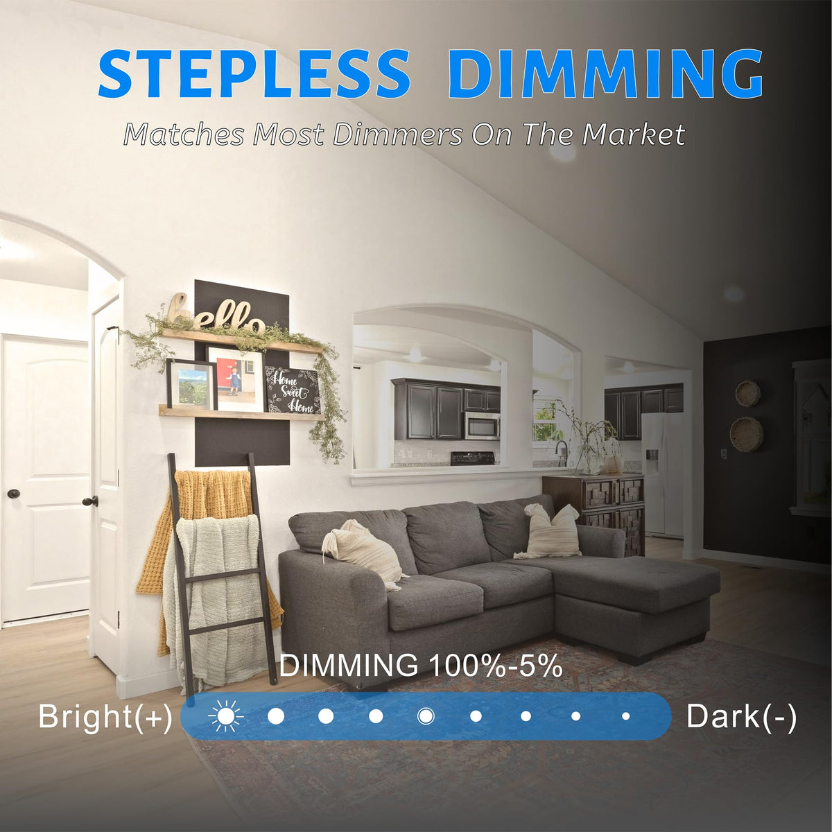 ECOELER LED disk light in a damp-location setup for versatile room illumination.