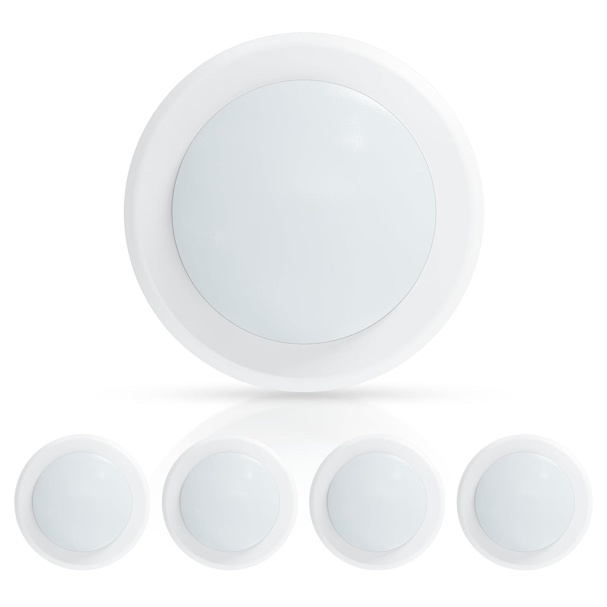 ECOELER 6 Inch LED disk light with metal cover shows durable, corrosion-resistant construction.
