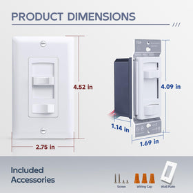 Ecoeler dimmer switch with LED/CFL compatibility up to 300W.
