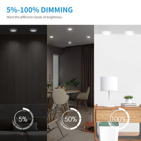 Ecoeler LED Disk Light dimmable action highlights smooth 5-100% control for ambient lighting.