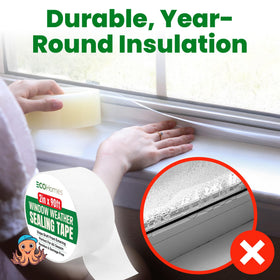 ECOHomes AC unit sealing tape applied around an air conditioner to reduce drafts.
