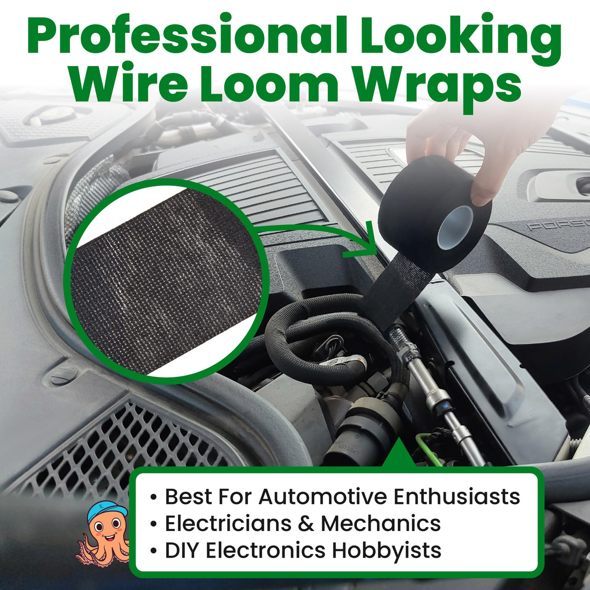 ECOHomes heat-resistant tape under the hood protects wiring from heat and abrasion.