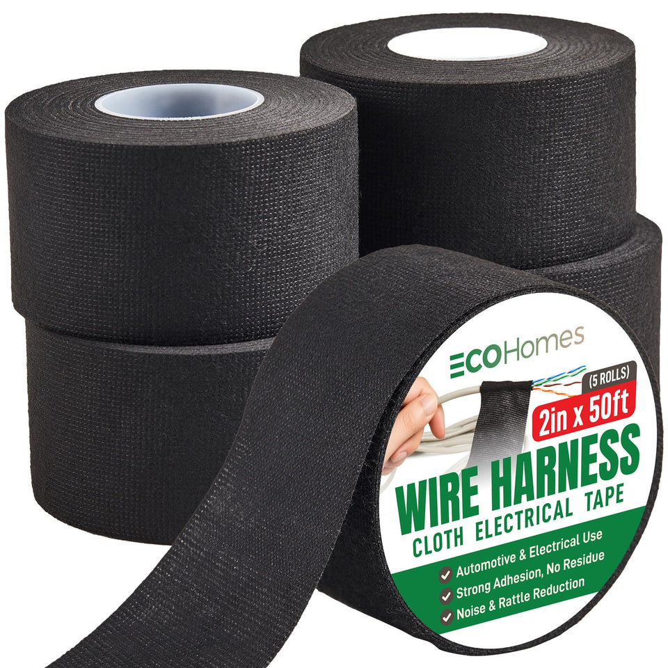 ECOHomes wire harness cloth tape rolls stacked for organized automotive wiring.