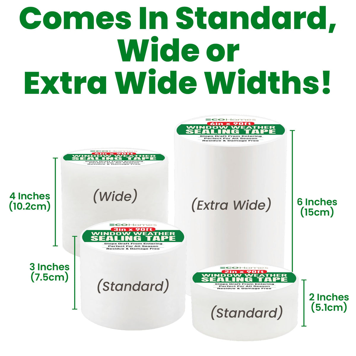 ECOHomes tape compatible with wood, glass, and vinyl frames