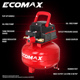 ECOMAX 110 psi gauge highlights fast, precise inflation for tires and inflatables