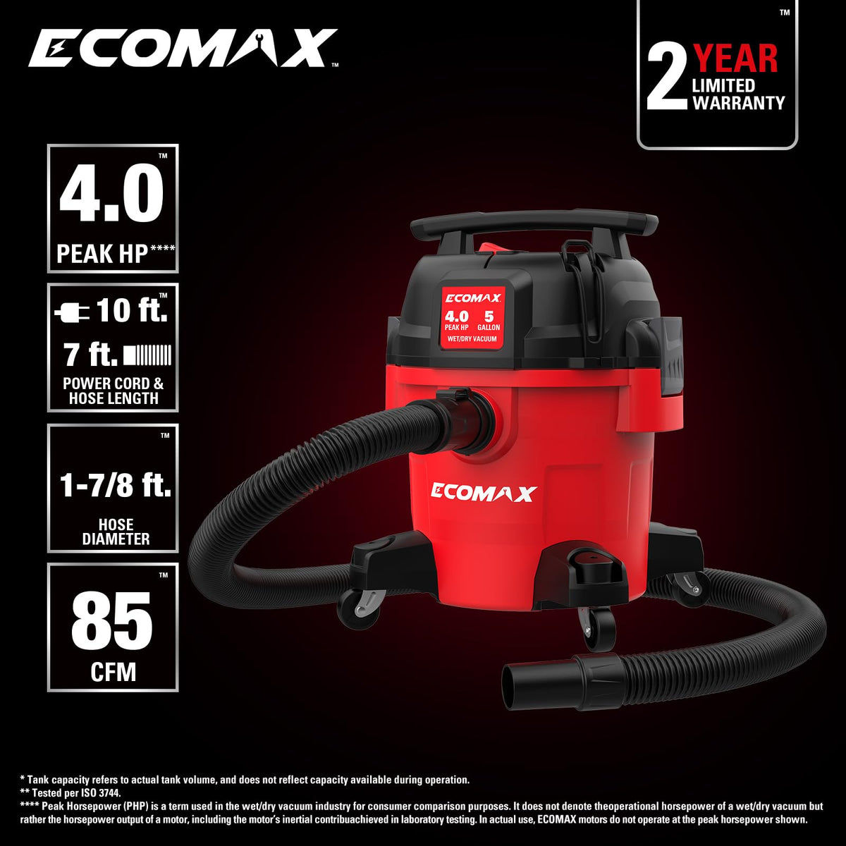 ECOMAX Accessories with floor brush and crevice tool for versatile cleaning