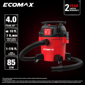 ECOMAX Accessories with floor brush and crevice tool for versatile cleaning