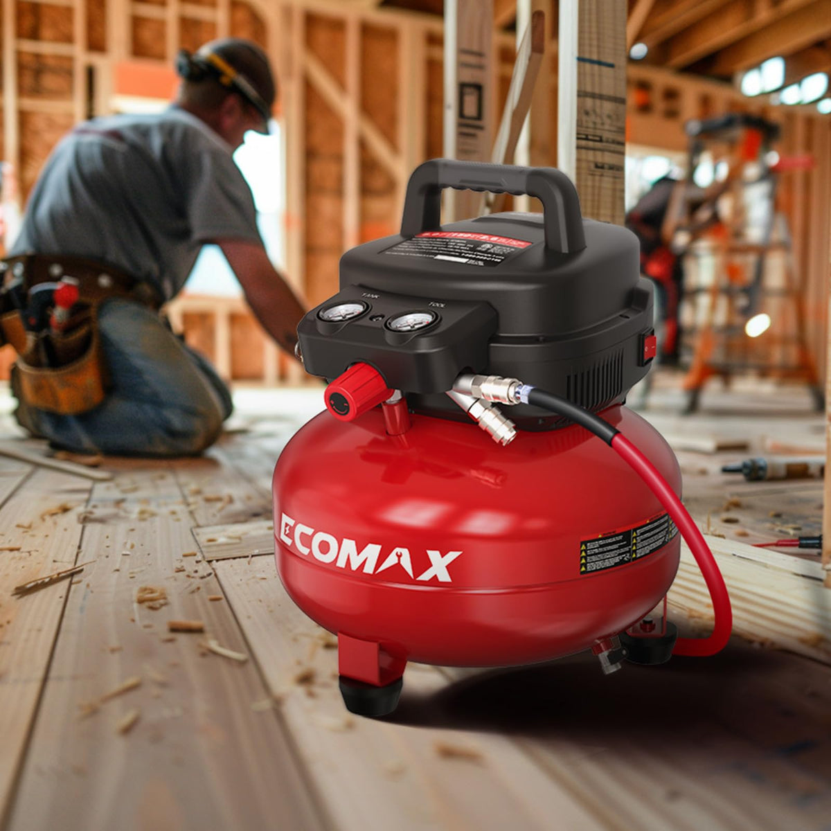 ECOMAX accessories kit included for versatile inflation and attachment tasks