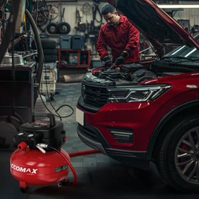 ECOMAX inflating tools in action demonstrating tire inflation and workshop tasks