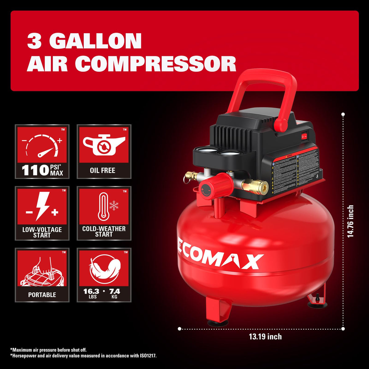 ECOMAX oil-free pump ensures clean airflow with low maintenance