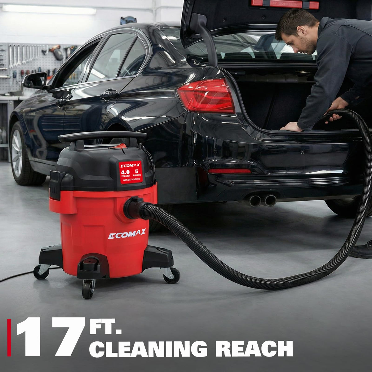 ECOMAX Shop Vacuum top handle, easy carrying between tasks