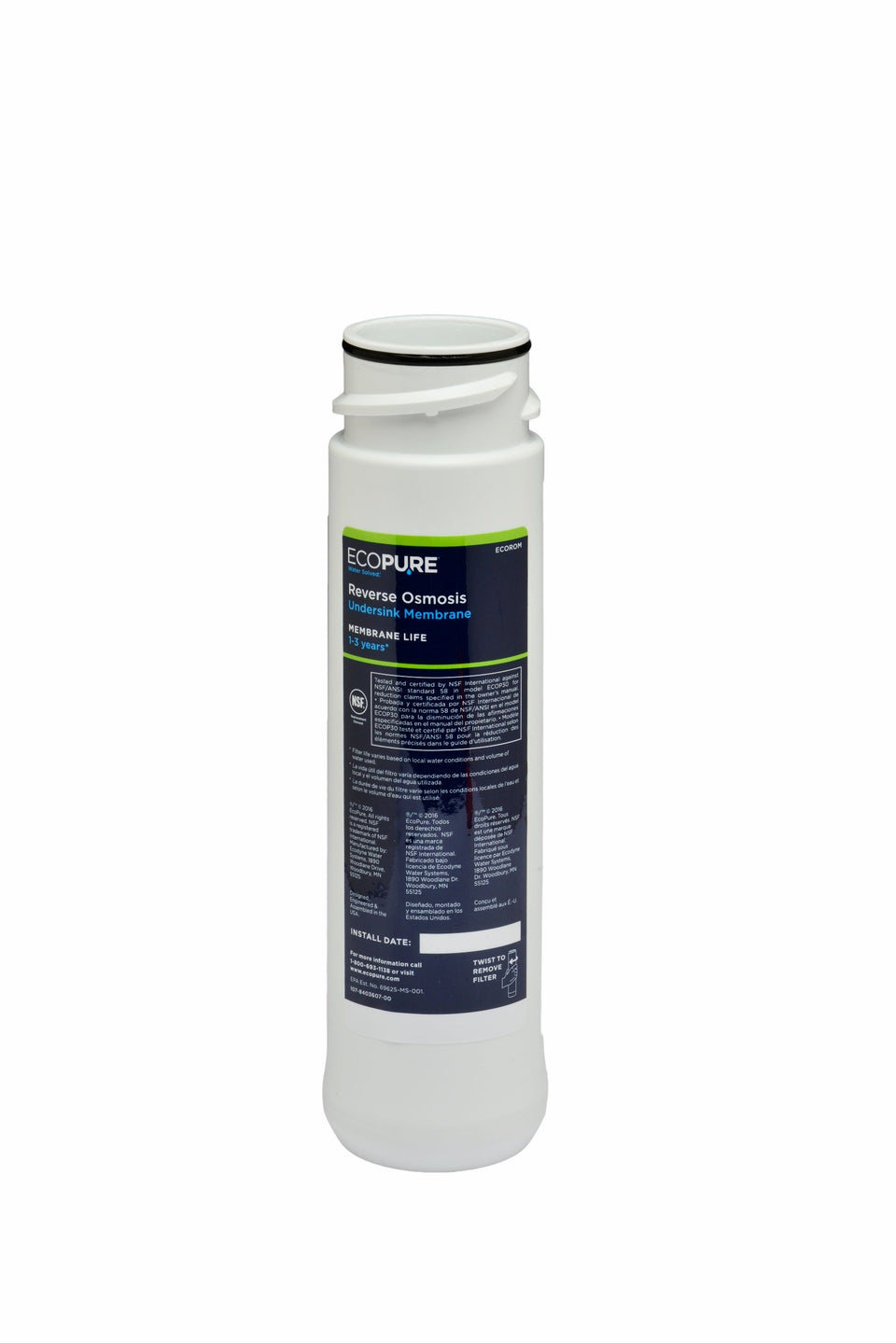 EcoPure ECOROM membrane replacement installation – easy, tool-free swap for quick, clean water.