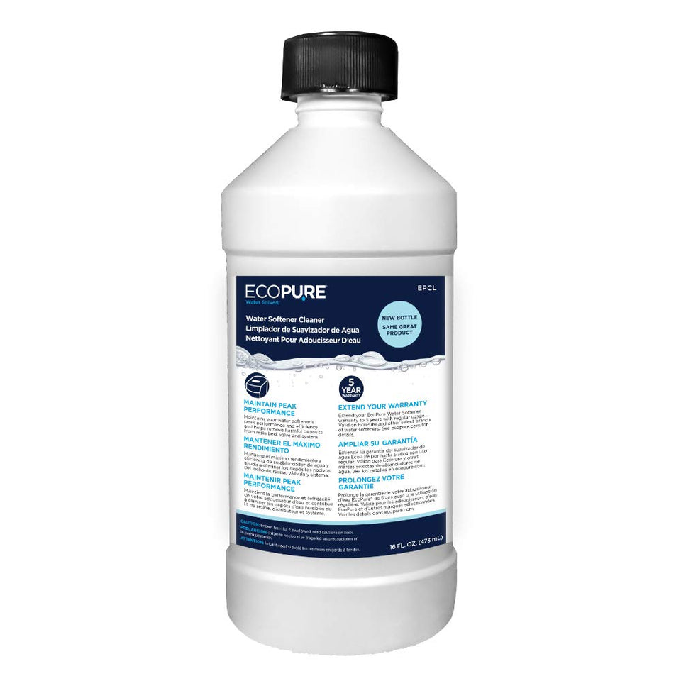 EcoPure EPCL bottle pour demonstrates easy access for routine softener maintenance.