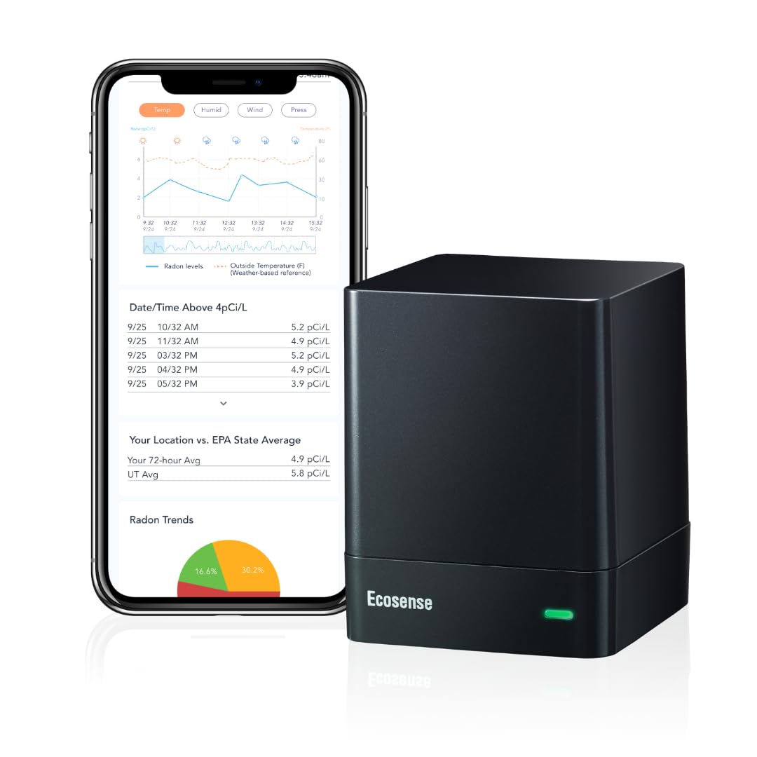 Ecosense EQ100 EcoQube quickly displays radon readings for fast assessment.