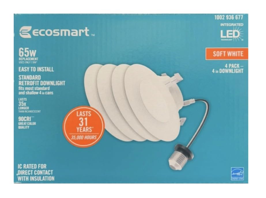EcoSmart 4-inch LED recessed trim for energy-efficient room lighting
