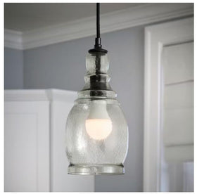 EcoSmart A19 bulb used in an enclosed fixture demonstrating shatter-resistant design